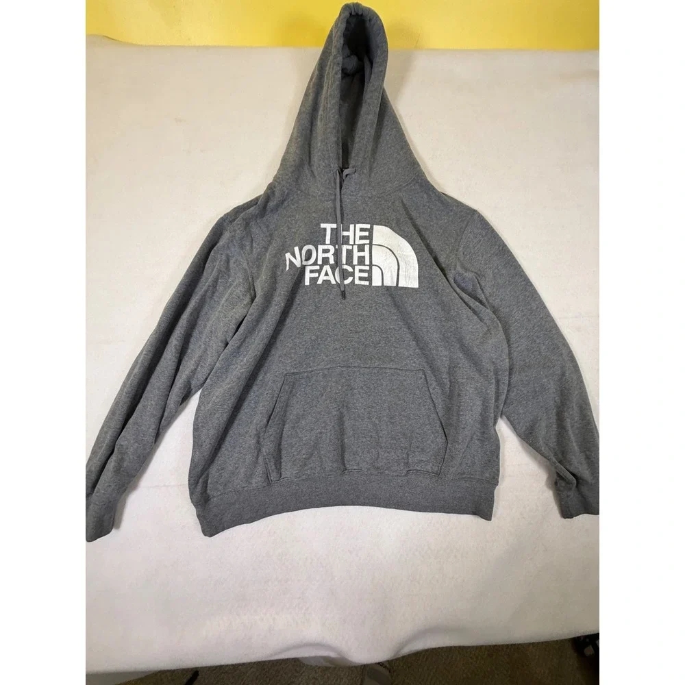 The‎ North Face Mens XL Heather Grey Half Dome Logo Pullover Hoodie 5944
